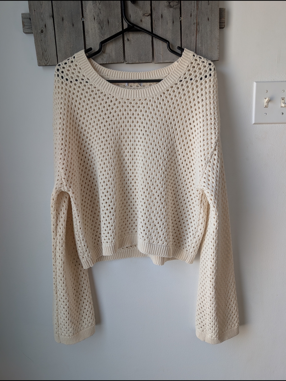 Cream Open-Knit Women's Sweater - Lightweight Pullover